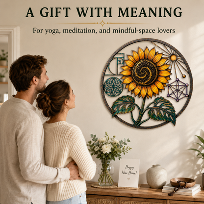 Gift Moment — Sunflower Sacred Geometry Metal Wall Art Spiritual Wall Art Fibonacci