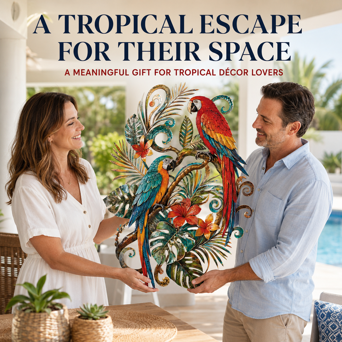 Gift Moment - Tropical Parrot Metal Wall Art Macaw Wall Decor Tropical Bird