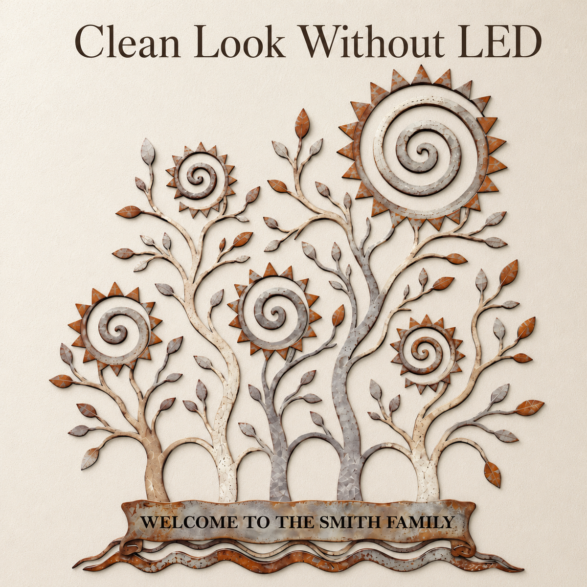 Without LED Feature - Custom Family Tree Metal Wall Art Decor Personalized Family Name