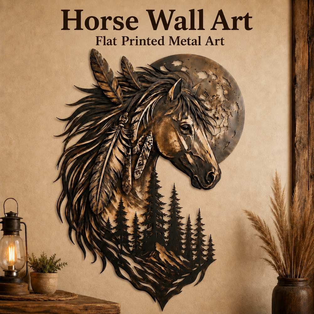 Main_01 - Horse Metal Wall Art Western Horse Decor Rustic Woodland Horse