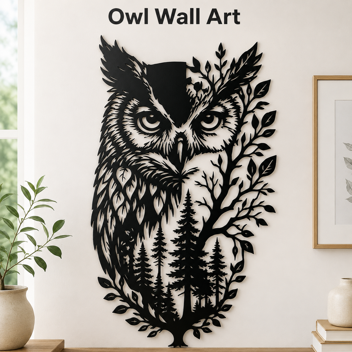 Main_01 - Owl Metal Wall Art Wildlife Wall Decor Woodland Cabin Decor