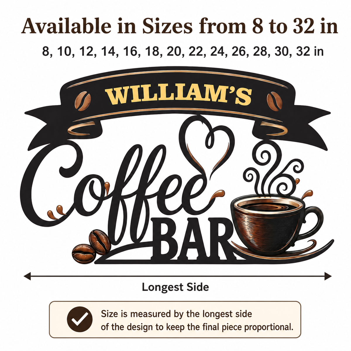 Coffee Metal Wall Art Decor Personalized Coffee Bar Sign Coffee Wall Art Kitchen Wall Decor Coffee Lover Gift Housewarming Gift With LED — Main 02