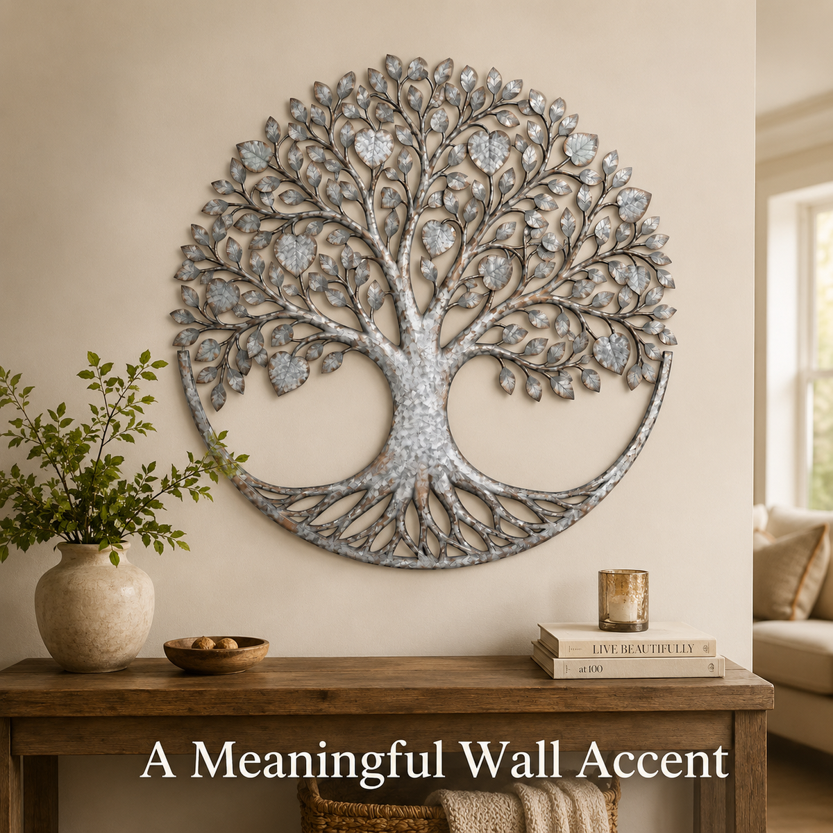 Main_03 - Tree of Life Metal Wall Art Heart Leaf Family Tree