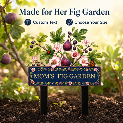 Personalized Fig Garden Stake, Custom Metal Garden Sign, Fig Tree Yard Decor, Mom’s Fig Garden Gift for Garden Lover — Main 03