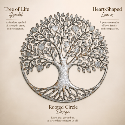 Main_04 - Tree of Life Metal Wall Art Heart Leaf Family Tree