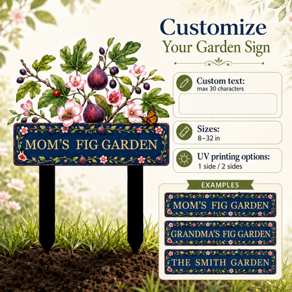 Personalized Fig Garden Stake, Custom Metal Garden Sign, Fig Tree Yard Decor, Mom’s Fig Garden Gift for Garden Lover — Main 05