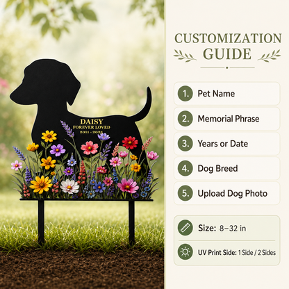 Personalized Dog Memorial Garden Stake, Custom Metal Pet Grave Marker, Forever Loved Dog Loss Sympathy Gift — Main 05