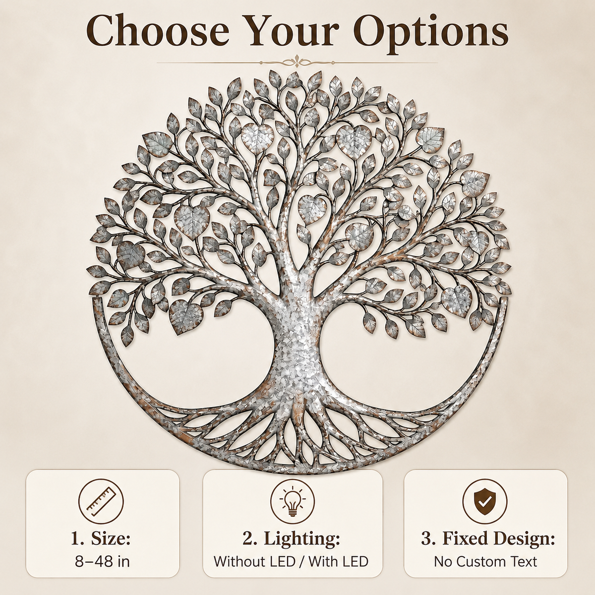 Main_05 - Tree of Life Metal Wall Art Heart Leaf Family Tree
