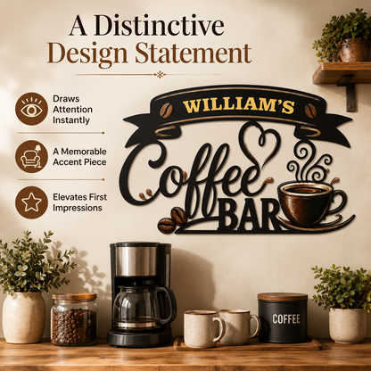 Coffee Metal Wall Art Decor Personalized Coffee Bar Sign Coffee Wall Art Kitchen Wall Decor Coffee Lover Gift Housewarming Gift With LED — Main 05
