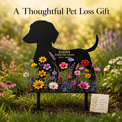 Personalized Dog Memorial Garden Stake, Custom Metal Pet Grave Marker, Forever Loved Dog Loss Sympathy Gift — Main 06
