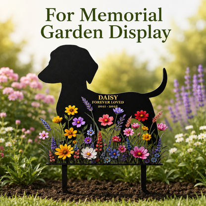 Personalized Dog Memorial Garden Stake, Custom Metal Pet Grave Marker, Forever Loved Dog Loss Sympathy Gift — Main 07