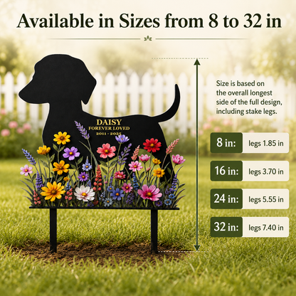 Personalized Dog Memorial Garden Stake, Custom Metal Pet Grave Marker, Forever Loved Dog Loss Sympathy Gift — Main 08