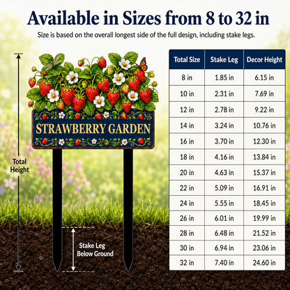 Personalized Strawberry Garden Stake Sign, Custom Metal Yard Decor, Berry Garden Sign, Spring Garden Gift for Gardeners — Main 09
