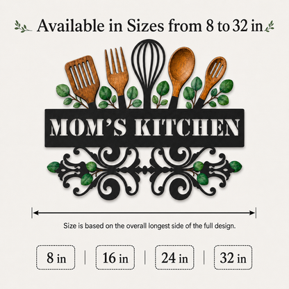 Main_09 - Custom Kitchen Wall Art Personalized Baking Metal Decor Botanical Utensil