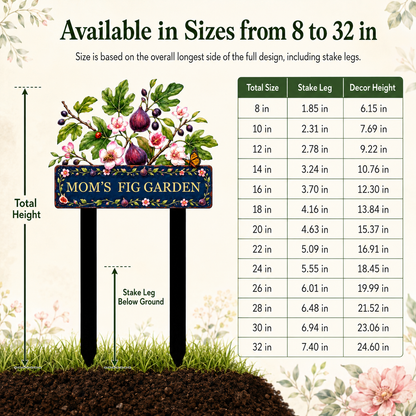 Personalized Fig Garden Stake, Custom Metal Garden Sign, Fig Tree Yard Decor, Mom’s Fig Garden Gift for Garden Lover — Main 09