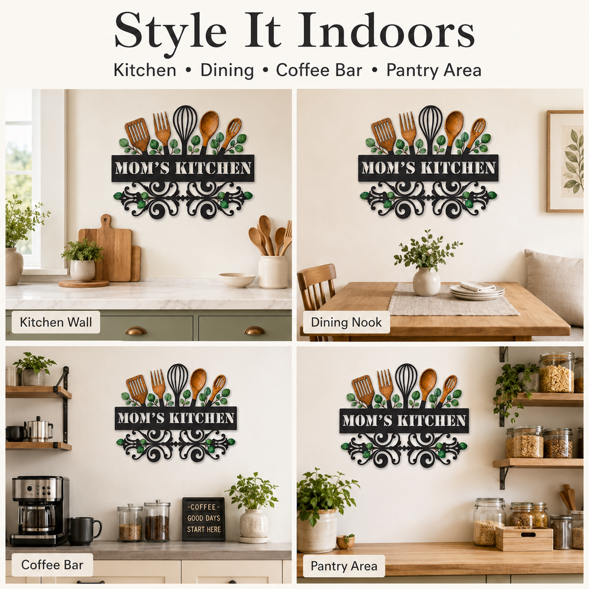 Main_10 - Custom Kitchen Wall Art Personalized Baking Metal Decor Botanical Utensil