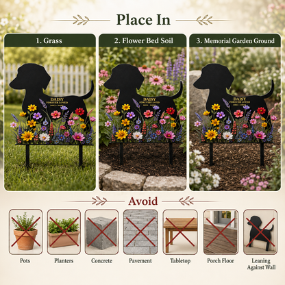 Personalized Dog Memorial Garden Stake, Custom Metal Pet Grave Marker, Forever Loved Dog Loss Sympathy Gift — Main 10