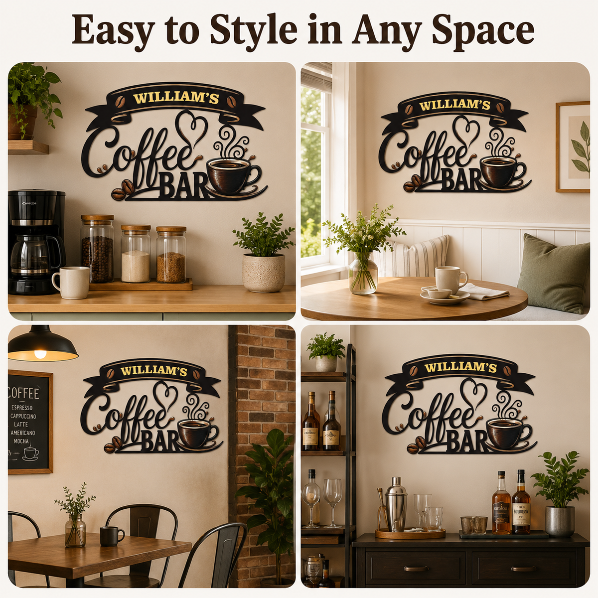 Coffee Metal Wall Art Decor Personalized Coffee Bar Sign Coffee Wall Art Kitchen Wall Decor Coffee Lover Gift Housewarming Gift With LED — Main 10