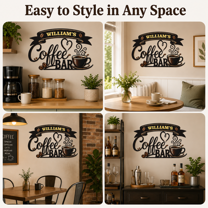 Coffee Metal Wall Art Decor Personalized Coffee Bar Sign Coffee Wall Art Kitchen Wall Decor Coffee Lover Gift Housewarming Gift With LED — Main 10
