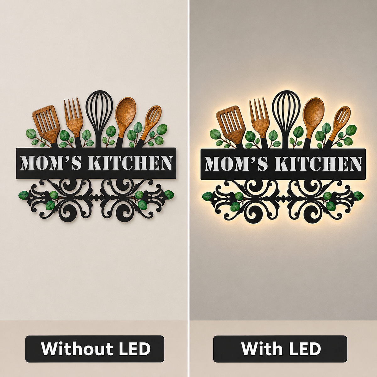Main_11 - Custom Kitchen Wall Art Personalized Baking Metal Decor Botanical Utensil