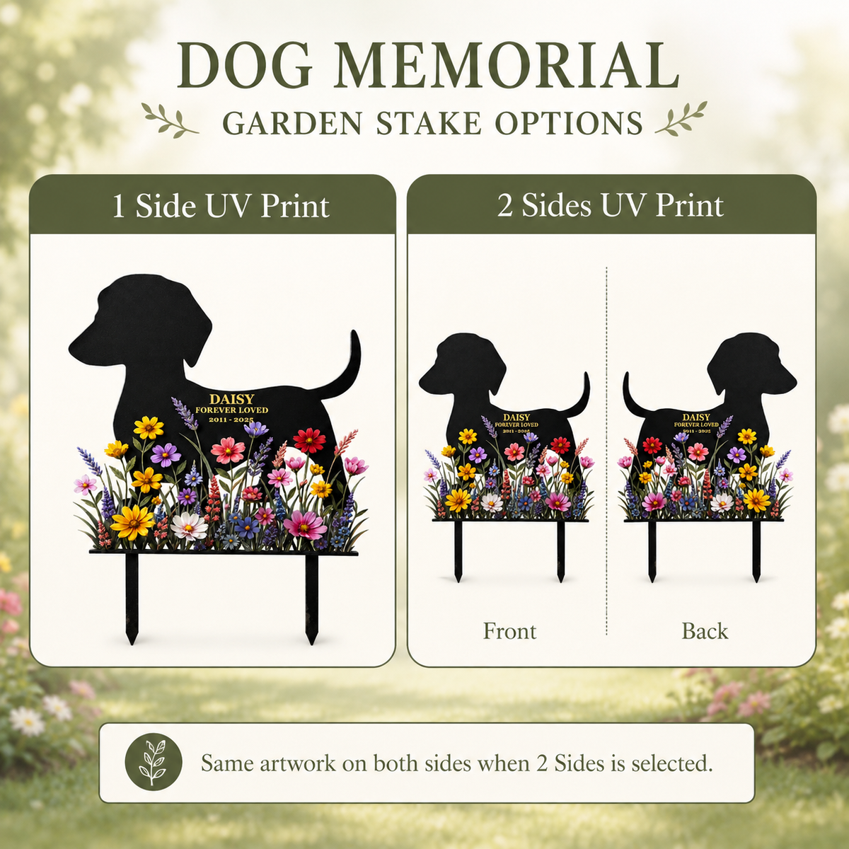 Personalized Dog Memorial Garden Stake, Custom Metal Pet Grave Marker, Forever Loved Dog Loss Sympathy Gift — Main 11