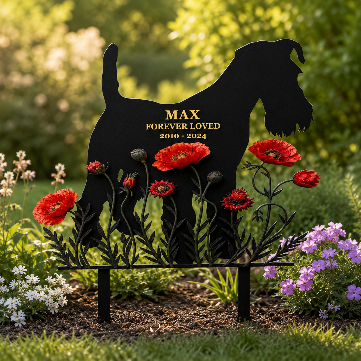 Personalized Dog Grave Marker, Custom Metal Dog Memorial Garden Stake, Forever Loved Pet Memorial Sign — Main 11