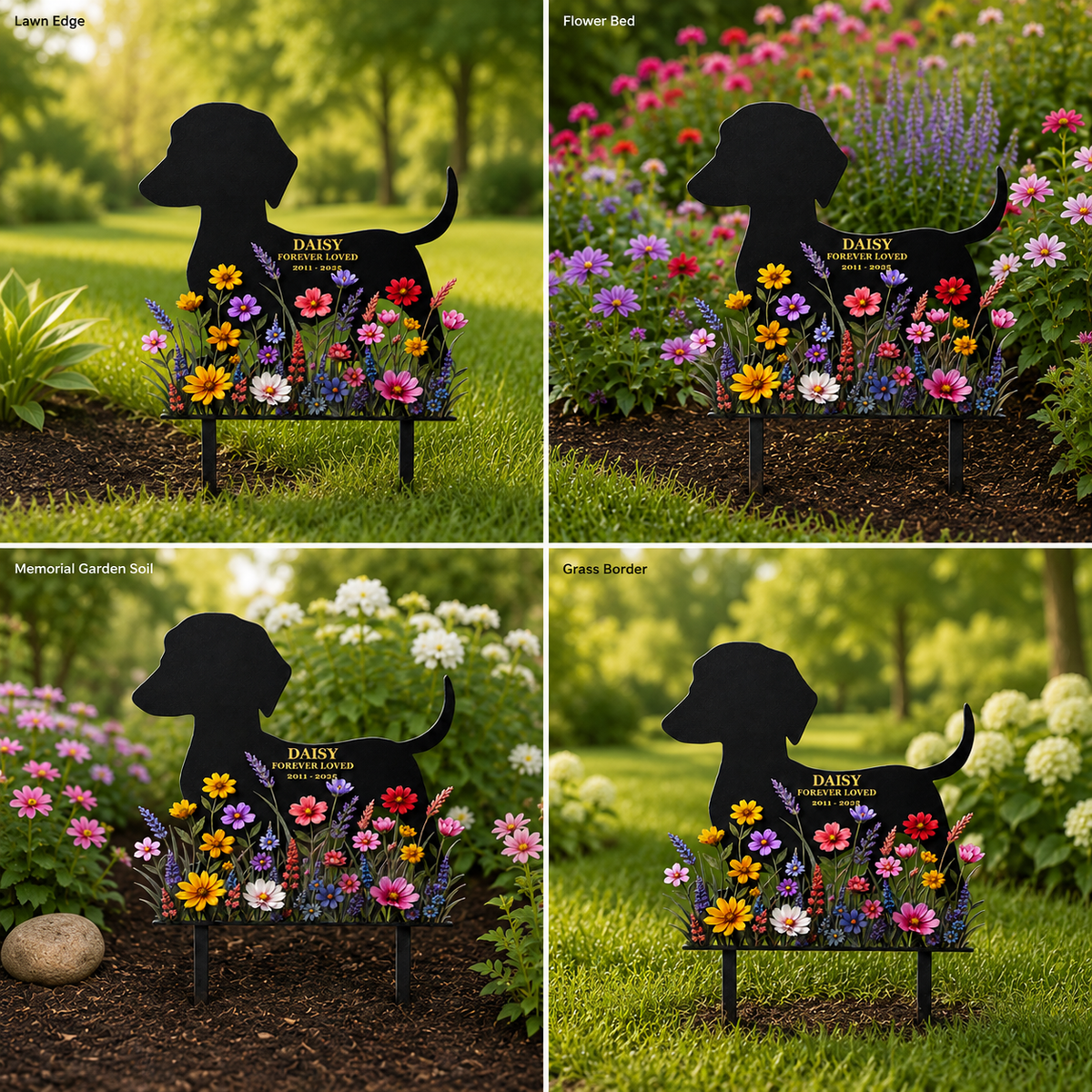 Personalized Dog Memorial Garden Stake, Custom Metal Pet Grave Marker, Forever Loved Dog Loss Sympathy Gift — Main 12