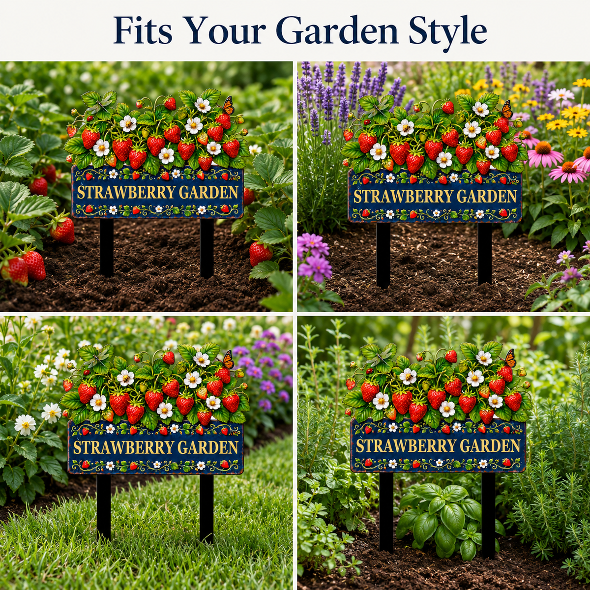 Personalized Strawberry Garden Stake Sign, Custom Metal Yard Decor, Berry Garden Sign, Spring Garden Gift for Gardeners — Main 12