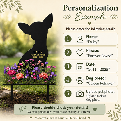 Custom Dog Memorial Garden Stake, Personalized Metal Pet Grave Marker, Pet Loss Sympathy Gift, Garden Decor — Main 12