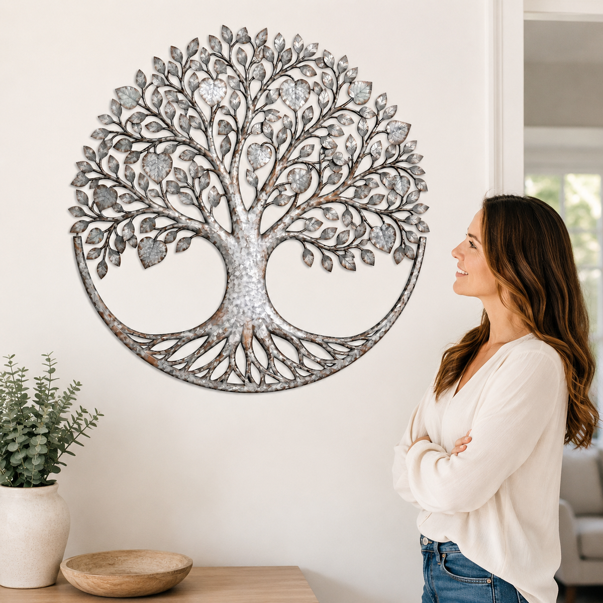 Main_13 - Tree of Life Metal Wall Art Heart Leaf Family Tree