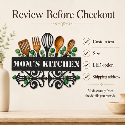 Main_13 - Custom Kitchen Wall Art Personalized Baking Metal Decor Botanical Utensil