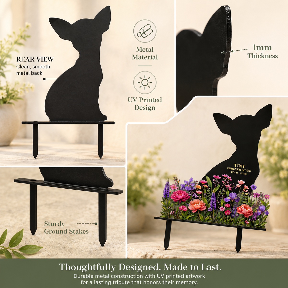 Custom Dog Memorial Garden Stake, Personalized Metal Pet Grave Marker, Pet Loss Sympathy Gift, Garden Decor — Main 13