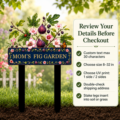 Personalized Fig Garden Stake, Custom Metal Garden Sign, Fig Tree Yard Decor, Mom’s Fig Garden Gift for Garden Lover — Main 13