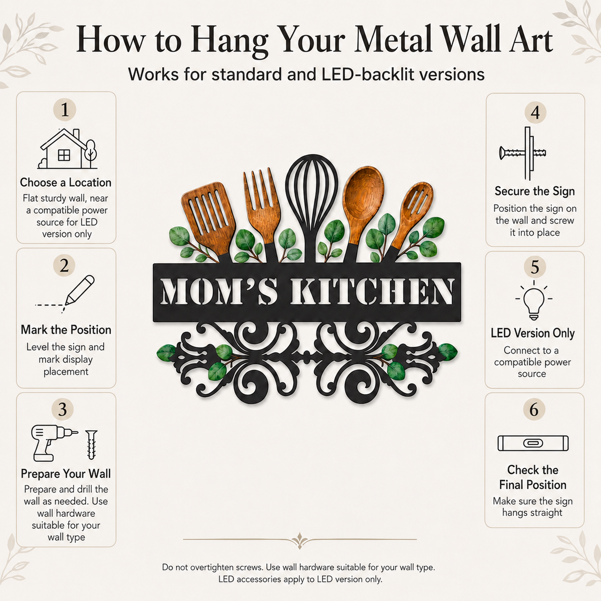 Main_14 - Custom Kitchen Wall Art Personalized Baking Metal Decor Botanical Utensil