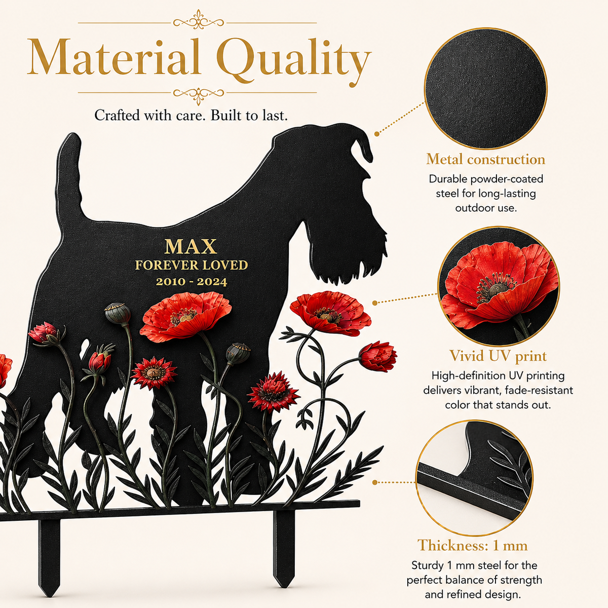 Personalized Dog Grave Marker, Custom Metal Dog Memorial Garden Stake, Forever Loved Pet Memorial Sign — Main 14