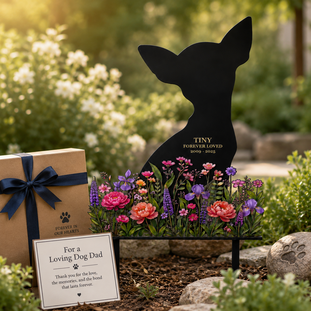 Custom Dog Memorial Garden Stake, Personalized Metal Pet Grave Marker, Pet Loss Sympathy Gift, Garden Decor — Main 15