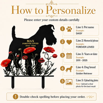 Personalized Dog Grave Marker, Custom Metal Dog Memorial Garden Stake, Forever Loved Pet Memorial Sign — Main 16