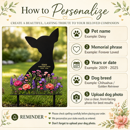 Custom Dog Memorial Garden Stake, Personalized Metal Pet Grave Marker, Pet Loss Sympathy Gift, Garden Decor — Main 16