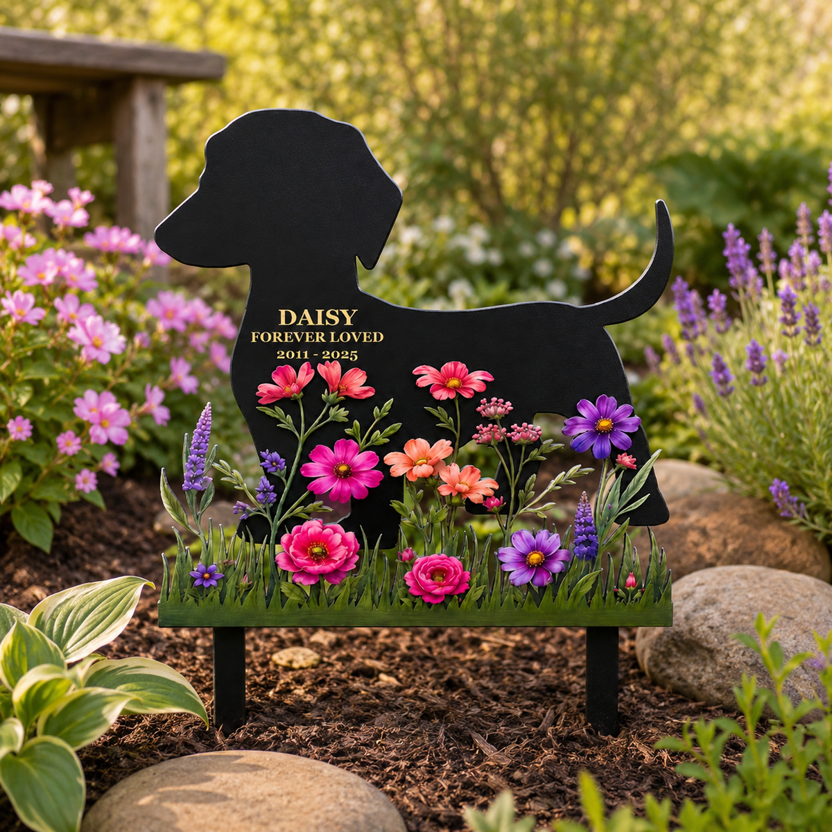Custom Pet Memorial Garden Stake, Personalized Dog Memorial Yard Sign, Metal Grave Marker, Dog Loss Gift — main 10