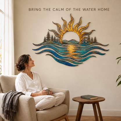 main 10 - Ocean Sunset Metal Wall Art Coastal Sun and Waves Decor