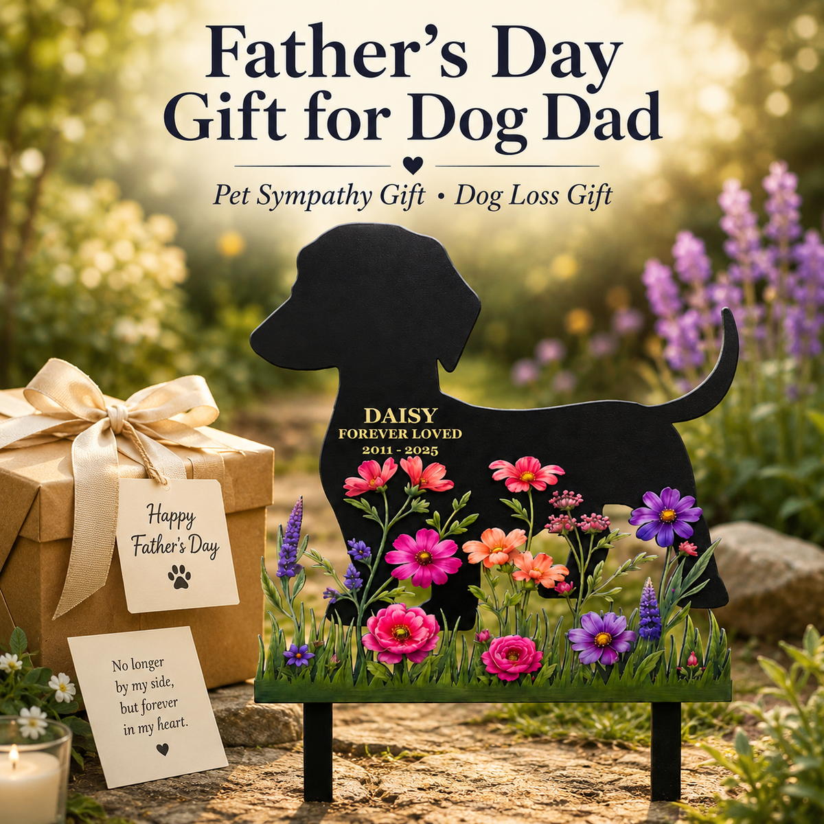 Custom Pet Memorial Garden Stake, Personalized Dog Memorial Yard Sign, Metal Grave Marker, Dog Loss Gift — main 11