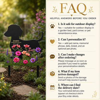 Custom Pet Memorial Garden Stake, Personalized Dog Memorial Yard Sign, Metal Grave Marker, Dog Loss Gift — main 12