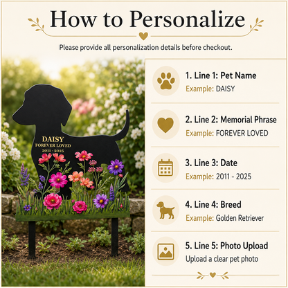 Custom Pet Memorial Garden Stake, Personalized Dog Memorial Yard Sign, Metal Grave Marker, Dog Loss Gift — main 13