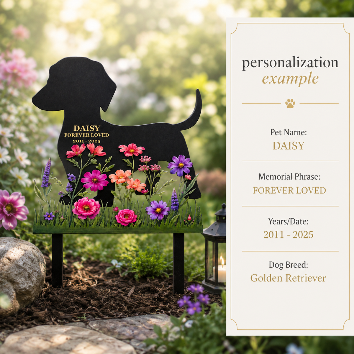 Custom Pet Memorial Garden Stake, Personalized Dog Memorial Yard Sign, Metal Grave Marker, Dog Loss Gift — main 16