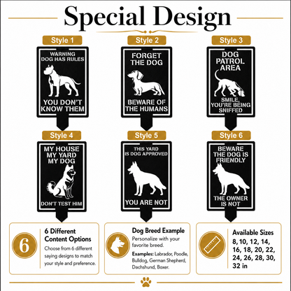 Personalized Dog Warning Sign Metal Garden Stake Custom Dog Breed Yard Sign Beware of Dog Outdoor Security Sign — main 16