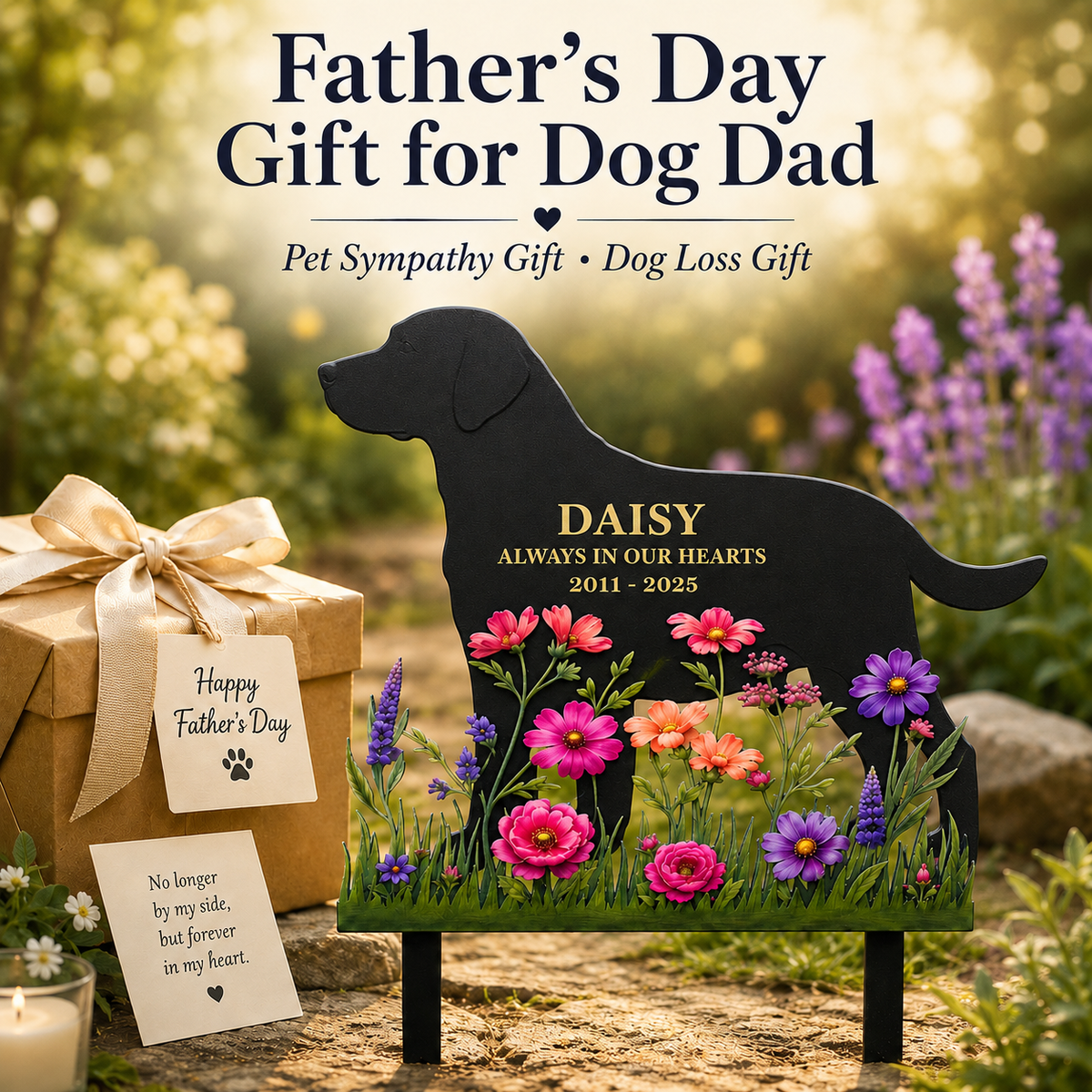 Custom Pet Memorial Garden Stake, Personalized Dog Memorial Yard Sign, Metal Grave Marker, Dog Loss Gift — main 17