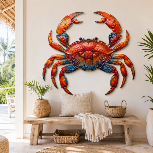 main 1 - Crab Metal Wall Art Decor Colorful Crab Wall Art Marine
