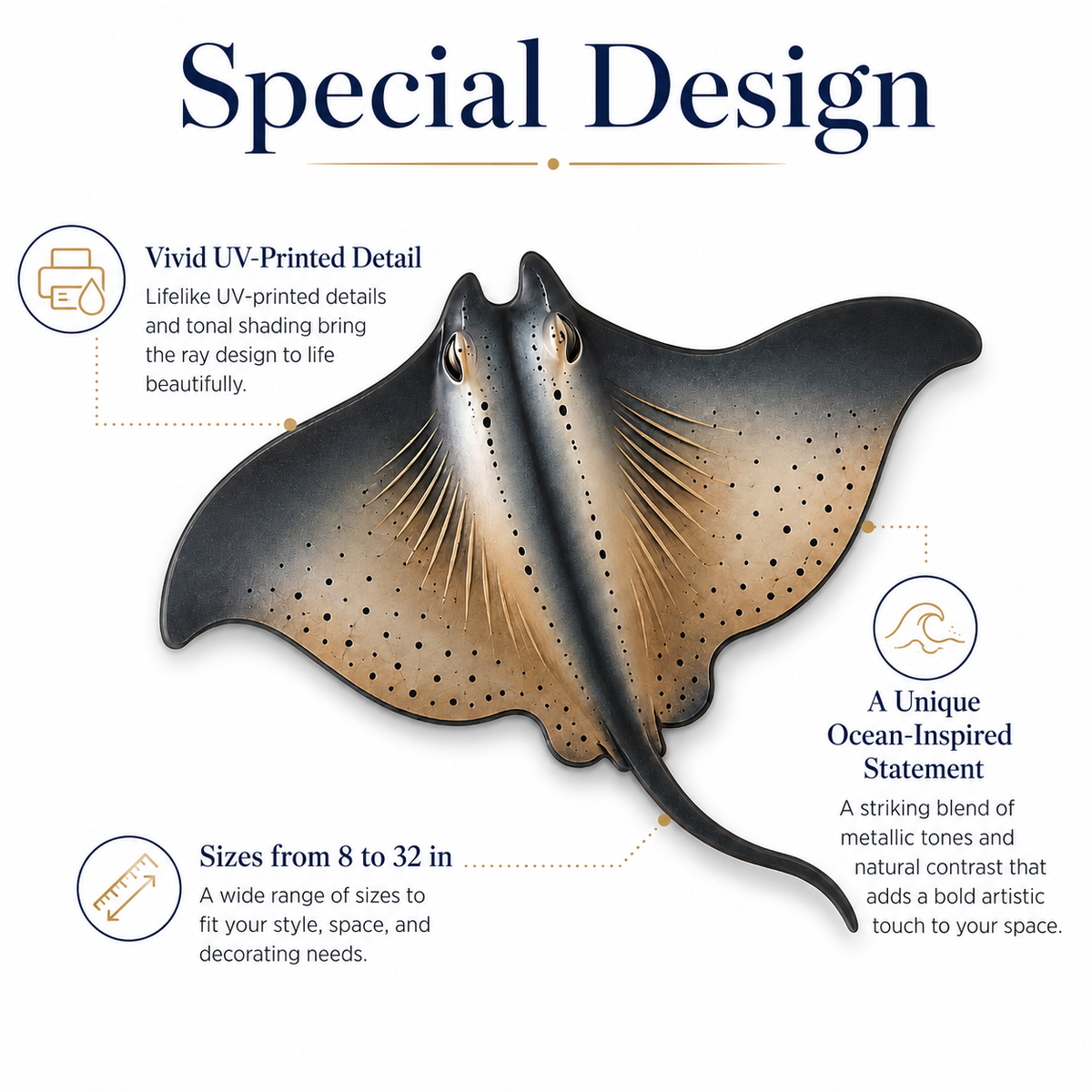 main 2 - Manta Ray Metal Wall Art Decor Manta Ray Wall Art