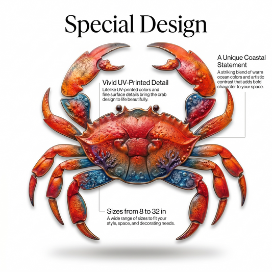 main 2 - Crab Metal Wall Art Decor Colorful Crab Wall Art Marine