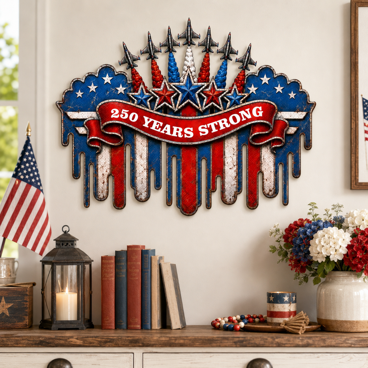 250 Years of Freedom Metal Sign, America 250th Anniversary Patriotic Wall Decor, USA Independence Day Gift — main 2